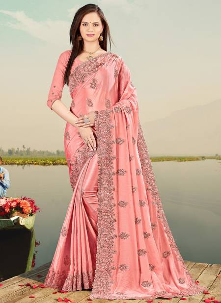 Gajari Colour FIRSTCRY Designer Fancy Party Wear Chinon Heavy Resham Embroidery With Stone Work Saree Collection 5212